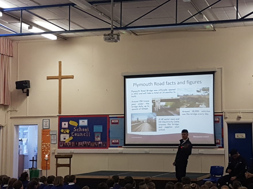 Plymouth Road team visit local school